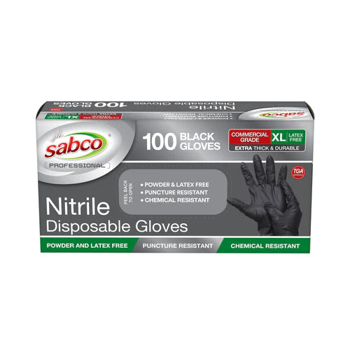 Sabco Nitrile Gloves Powder-Free - XLarge - Black