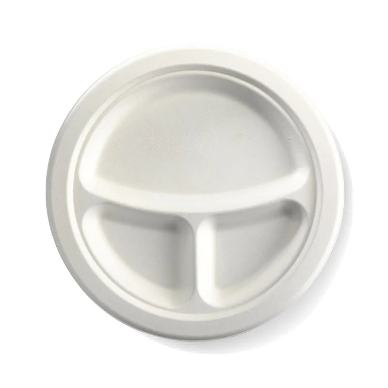 260mm / 10" 3-Compartment Round Plant Fibre Plate