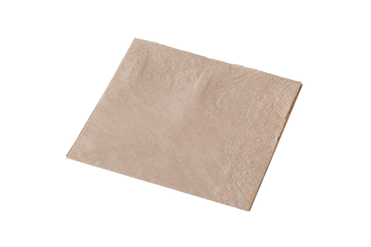 Cocktail Napkin, 2PLY, Kraft - 1/4 Fold