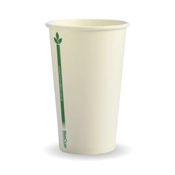 12oz (80mm) White Green Line Single Wall BioCup