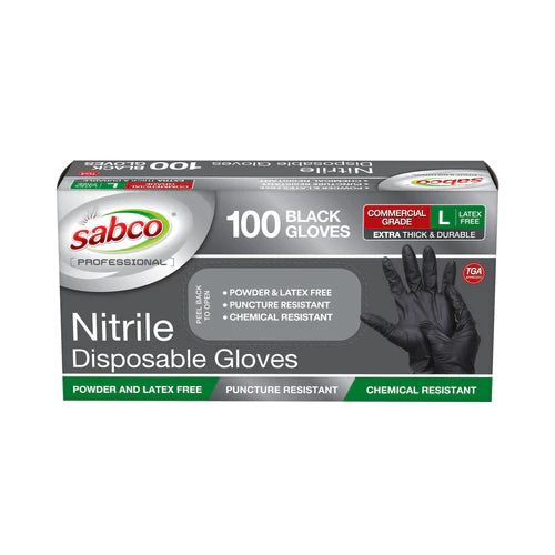 Sabco Nitrile Gloves Powder-Free - Large - Black